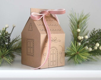 House PDF Printable Gift Box / Christmas Holiday Paper House / Fits Standard Size Cupcake, Cookies + Other Small Gifts / Housewarming Gift