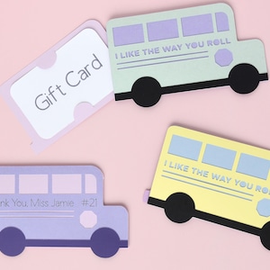 Portatarjetas de regalo para conductor de autobús escolar, archivos de corte SVG para Cricut, Silhouette, bricolaje, regalo personalizado para maestros, último día de clases, fin de año, agradecimiento