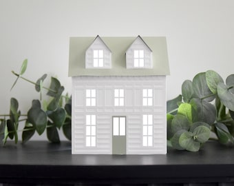 Plantilla SVG de casa de papel para máquinas de corte: Luminaria de pueblo navideño (descarga digital)