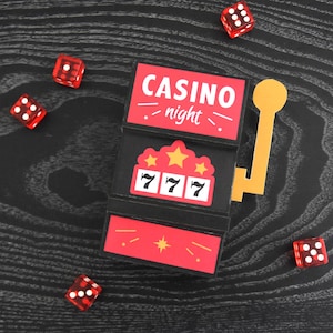 3D Slot Machine Template PDF PRINTABLE Print then Cut diy Gift Box for Bunco or Casino Night Jackpot Vegas Party Favor Lottery Ticket Holder