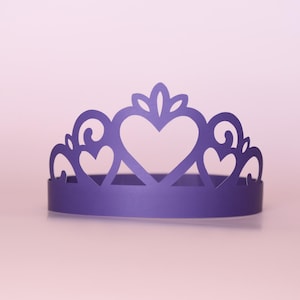 3D Princess Heart Tiara SVG Template | Cricut Cutting Files Party Hat (Digital Download)
