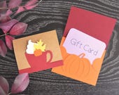 Gift Card Holder SVG CUTTING FILES for Cricut / Fall Pumpkin Spice Latte / Halloween Coffee Mug Template / Autumn Hygge / Maple Leaf