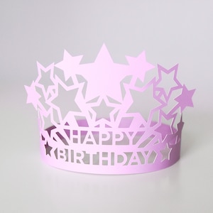 Tiara SVG SCHNEIDDATEIEN für Cricut, Silhouette / Geburtstagskrone / Geburtstag Papier Partyhut mit Stern Design Vorlage / Verstellbar