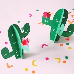 Fichiers de découpe SVG 3D cactus pour Cricut, Silhouette / décoration de fête Boho Western pour enfants / Articles de fête en papier / Fiesta Party / Wild One Birthday