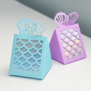 Meerjungfrau Geschenk Box SVG SCHNEIDDATEIEN für Cricut | Kid Birthday Party Dekoration für unter dem Meer Thema Favor Box Vorlage Shell Tischkarte