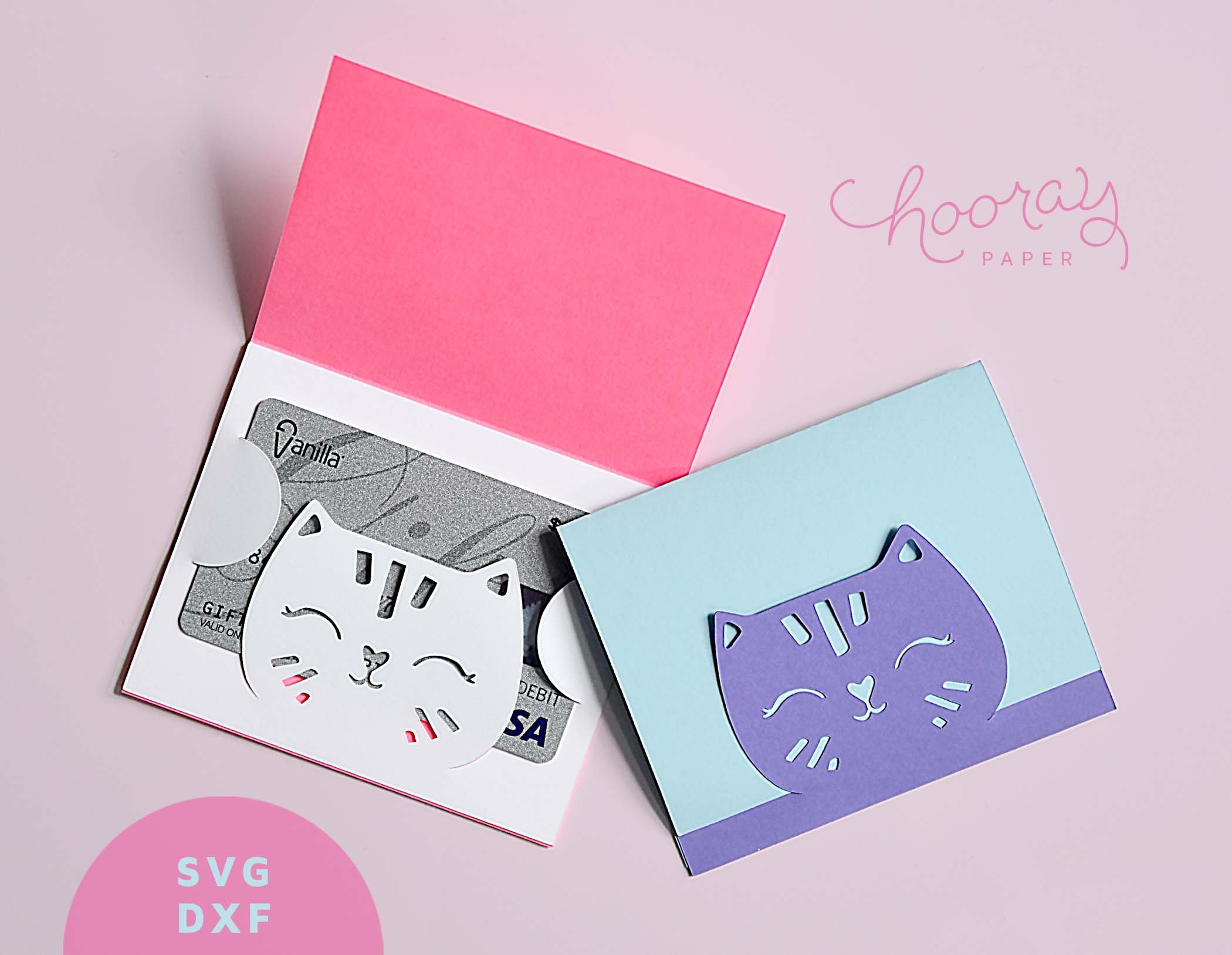 Cat Gift Card Holder Svg Cutting Files For Cricut / Dxf - Etsy