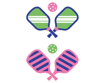 Fichiers de découpe SVG pickleball / clipart EPS / design preppy idéal pour les projets de bricolage en vinyle / pagaie + balle / versions multicolores + monochromes