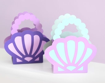 Shell Purse SVG Cutting Files for Cricut / Mermaid Birthday Gift Box Party Favor / Under the Sea Theme / Kid Craft / DXF Included