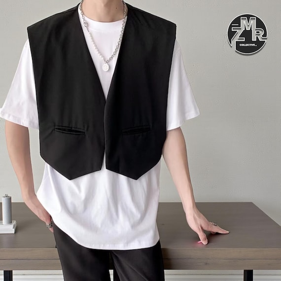 Minimal Suit Vest | Sleeveless Layered Outerwear Top | Daily Wear | Modern Streetwear Style
