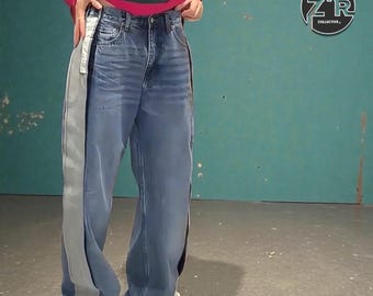 Calça jeans reta | Calça casual de cintura alta | Para o dia a dia | Estilo streetwear Y2K