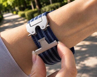 Braided Nylon  Watch Band, Adjustable Woven Strap, Stylish Everyday Bracelet
