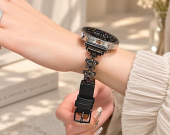 Diamond Star Watch Band, Leather Metal Bracelet for Samsung Galaxy Watch, 18mm 20mm 22mm