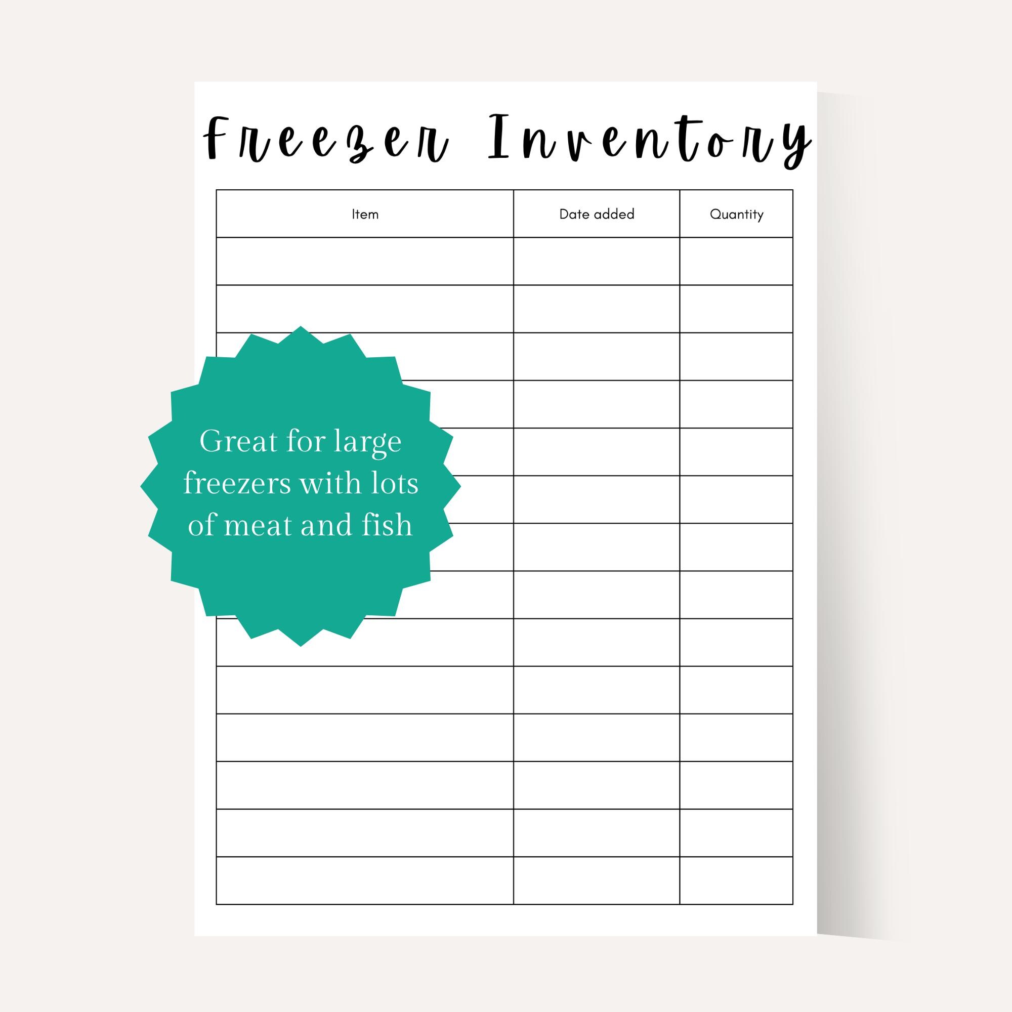 Freezer Meal Tracker Printable | Kitchen Inventory Organizer (digital ...