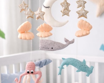 Mobiele babymeisje oceaan, baby wiegdecor walvis kinderkamer, cadeau nieuwe baby