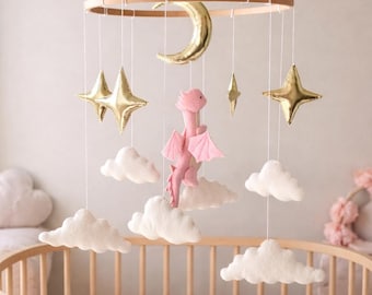 Giostrina per culla con drago, decorazione per la cameretta, regalo per neonata