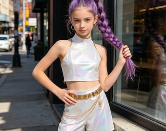 K-Pop Inspired Demon Hunter Outfit, Stage Performance Costume, Kids Fantasy Outfit