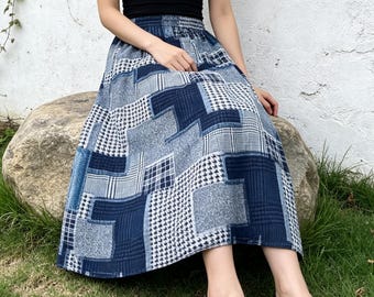 Cotton Patchwork Floral Skirt, Vintage Maxi Skirt , Women Boho Bohemian Festival Outfit