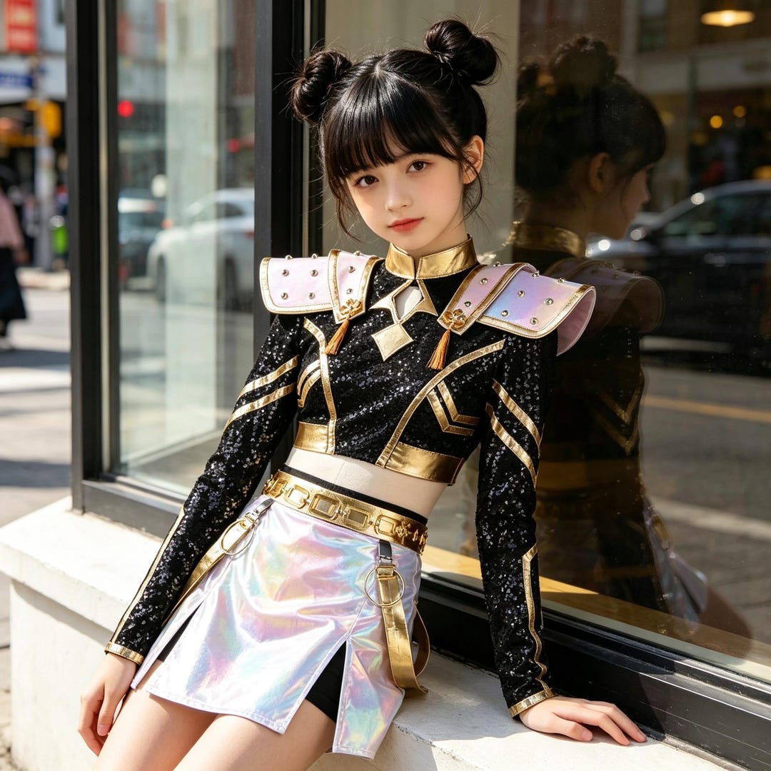 K Pop Rumi Costume, Rumi Inspired Black White Gold Cosplay Outfit for ...