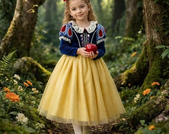Vestido de princesa Blancanieves para niñas, vestido de baile de cumpleaños de cuento de hadas, disfraz de cosplay