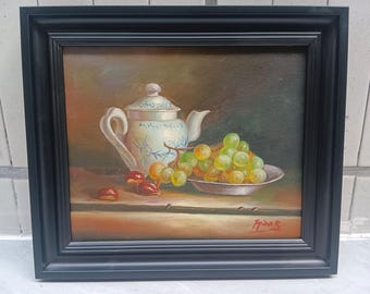 Original Oil Painting Still Life Fruits, Hand-painted Canvas Wall Decor (10x8 Inch)