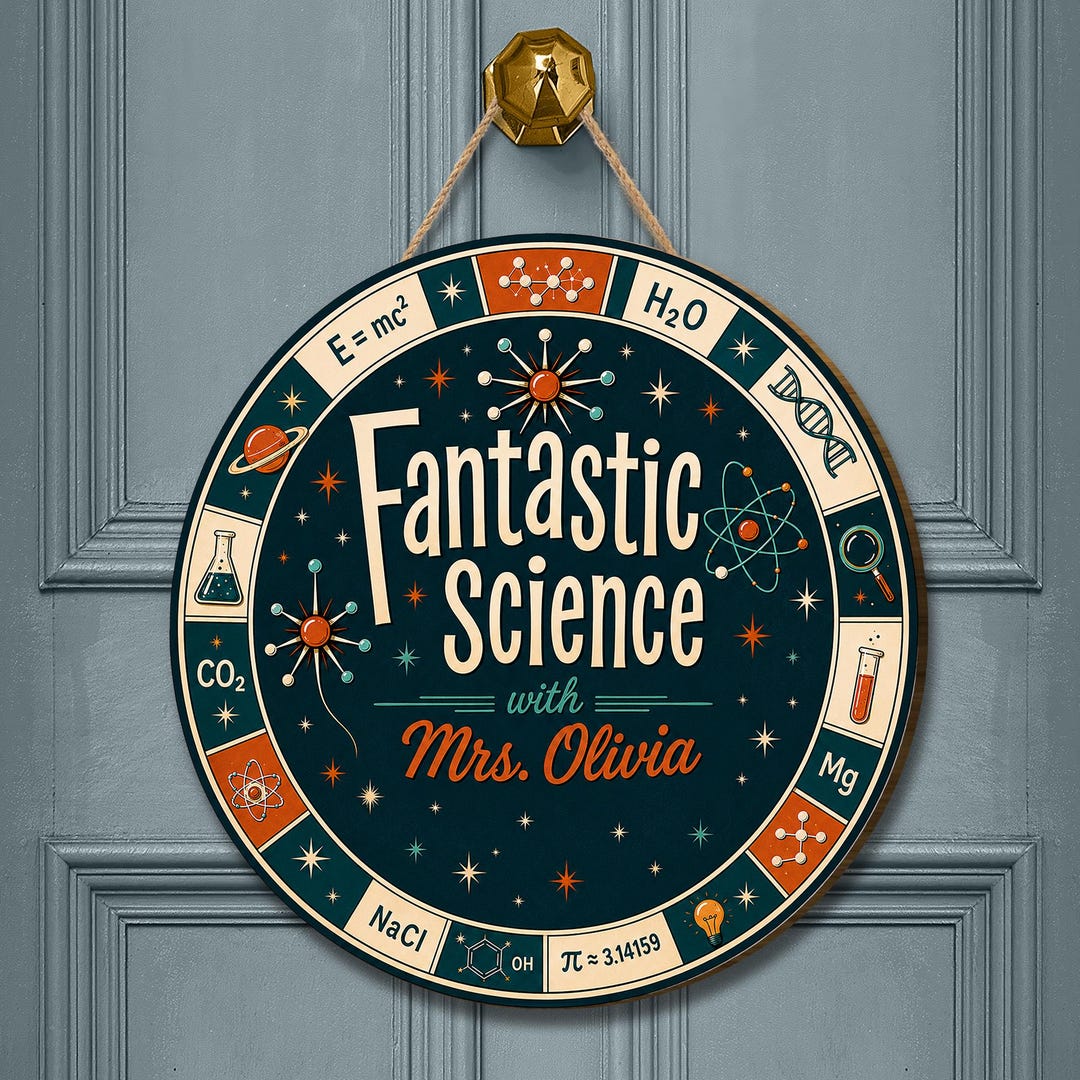Personalized Science Teacher Wooden Sign: Custom Round Classroom Door ...