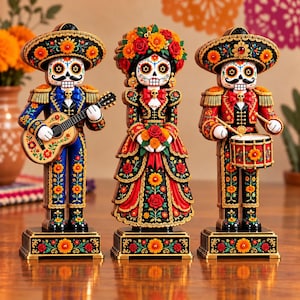 Personalized Day of the Dead Nutcracker: Custom Wooden Sugar Skull Figurine, Dia de los Muertos Decor