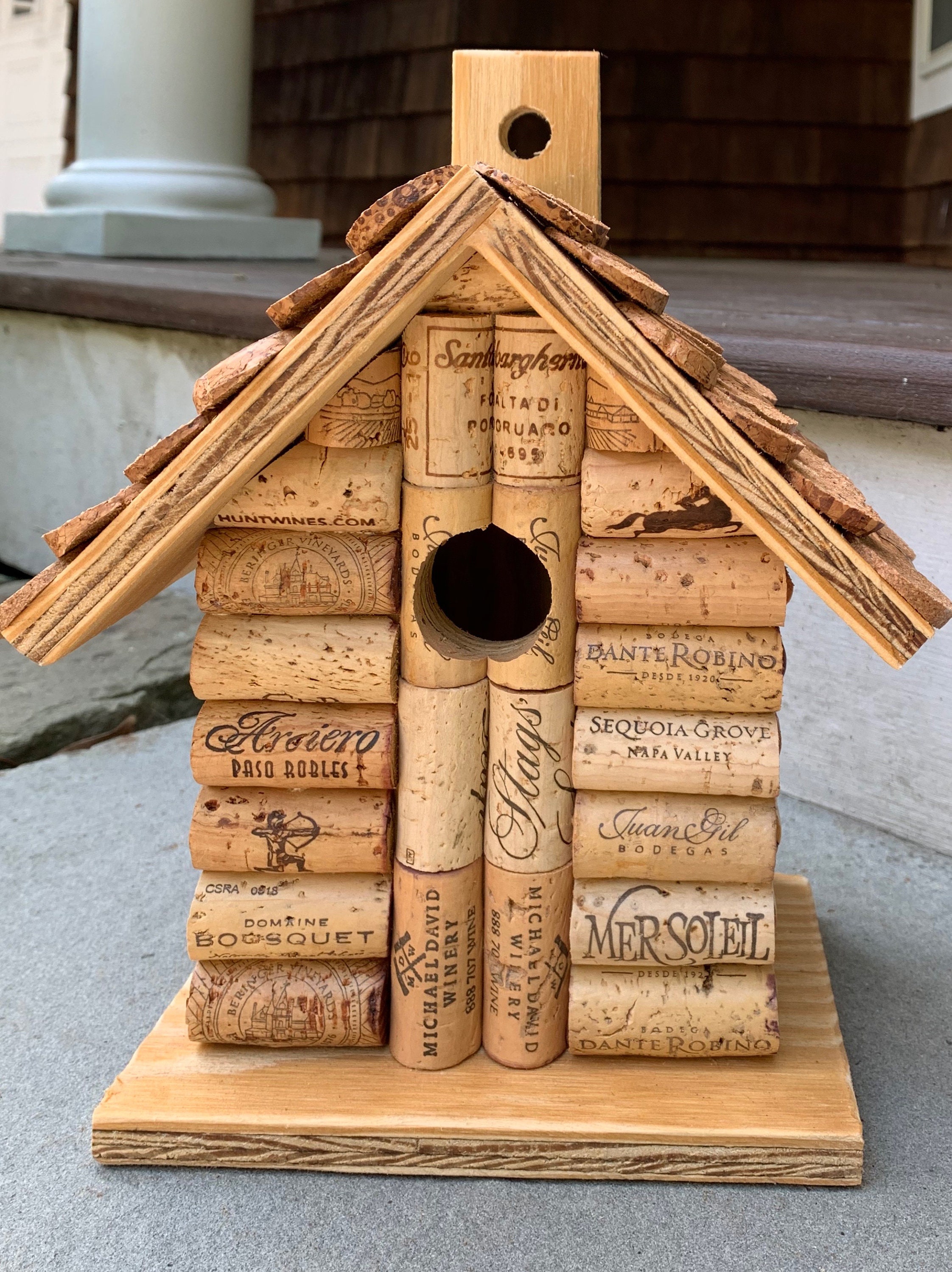 Fabrication Nichoir En Bouchon De Liege Vin et champagne liège Birdhouse bird house fait à la main à - Etsy France