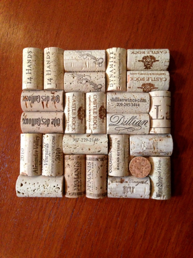 Wine cork trivet hot plate handmade from real wine corks. Etsy