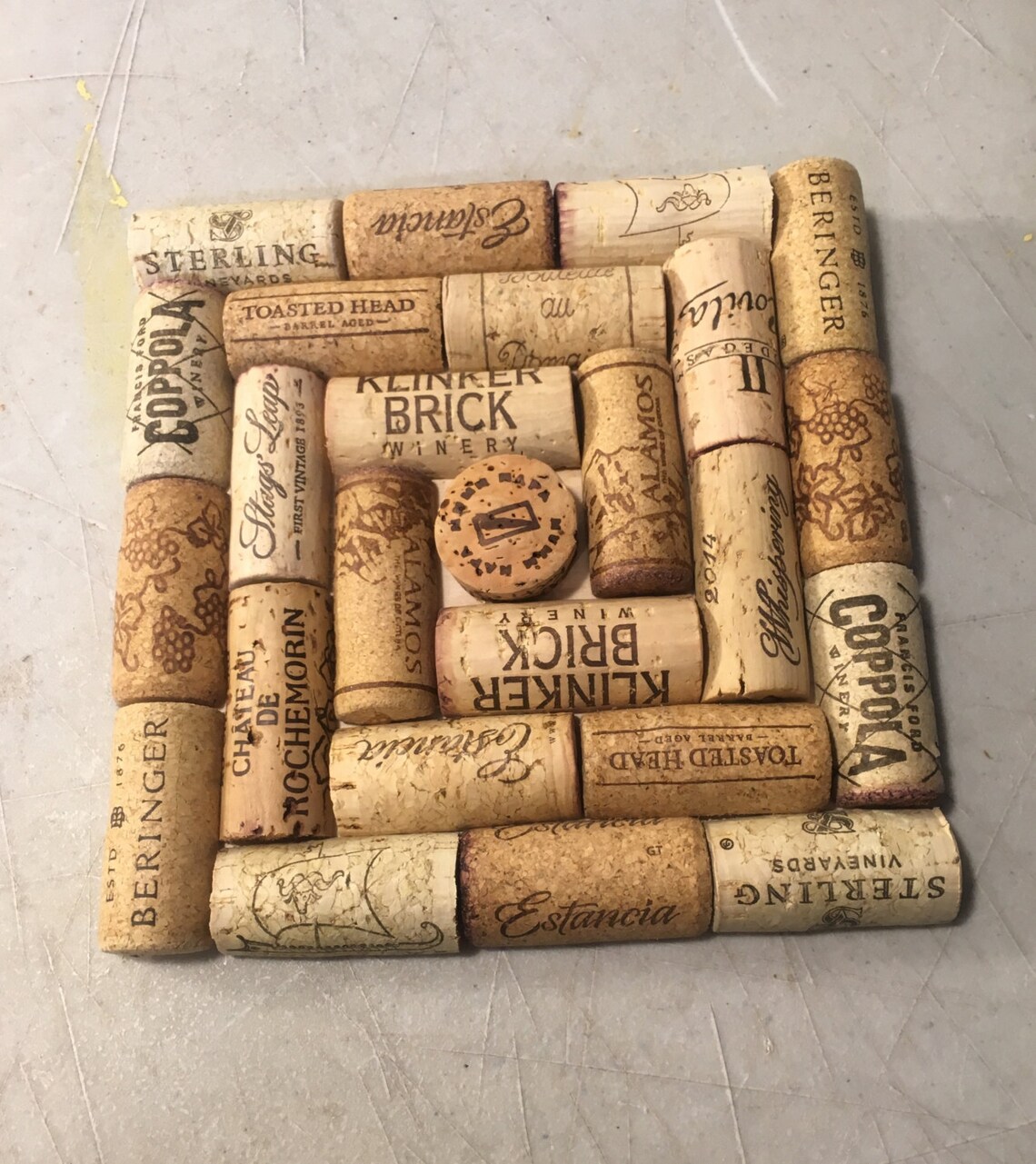 Wine cork trivet hot plate handmade from real wine corks. Etsy