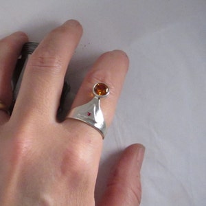 Anneau de lever de soleil en argent Sterling avec Citrine et saphir rose image 4