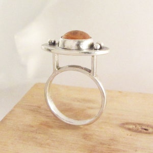 Sterling Silver Platform Ring with Spessartine Garnet