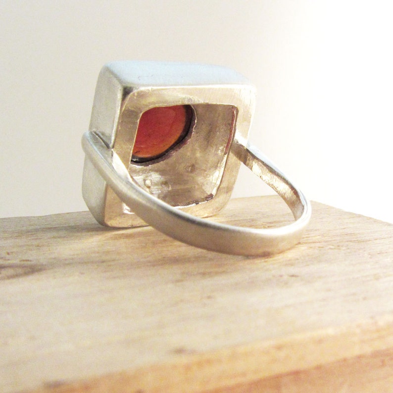 Sterling Silver Box Ring with Garnet image 2