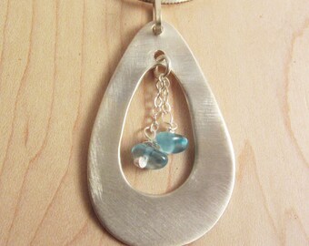 Teardrop Pendant / Necklace – Sterling Silver with Apatite