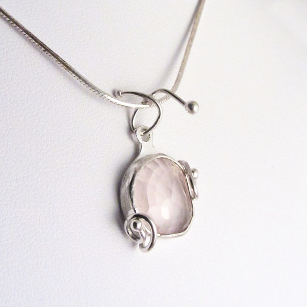 Sterling Silver and Rose Quartz Pendant / Necklace