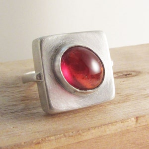 Sterling Silver Box Ring with Garnet image 5