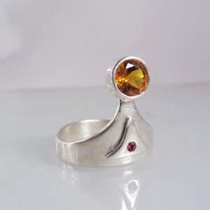 Anneau de lever de soleil en argent Sterling avec Citrine et saphir rose image 1