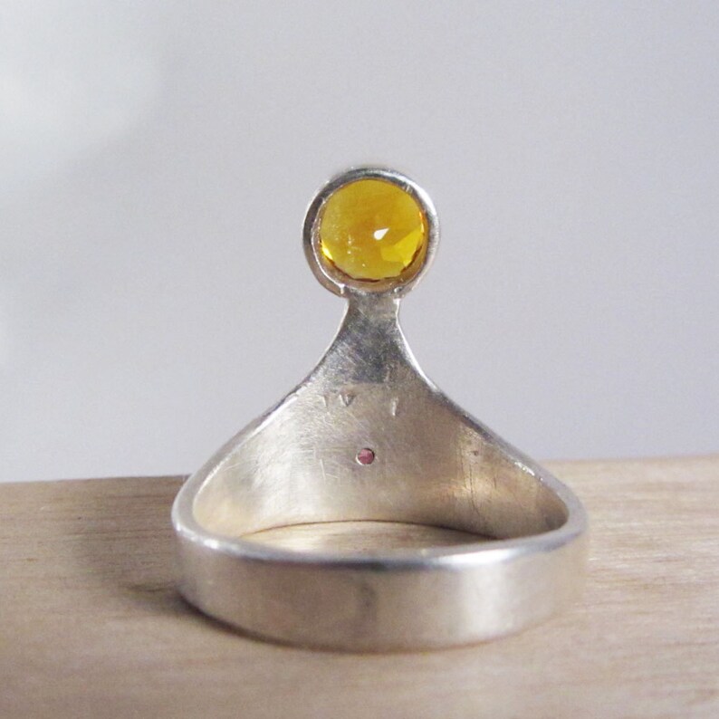 Anneau de lever de soleil en argent Sterling avec Citrine et saphir rose image 3