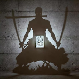 Lámpara de sombra de Zoro, luz de proyección LED de Roronoa Zoro, decoración de habitación de anime One Piece, regalo para fans de One Piece