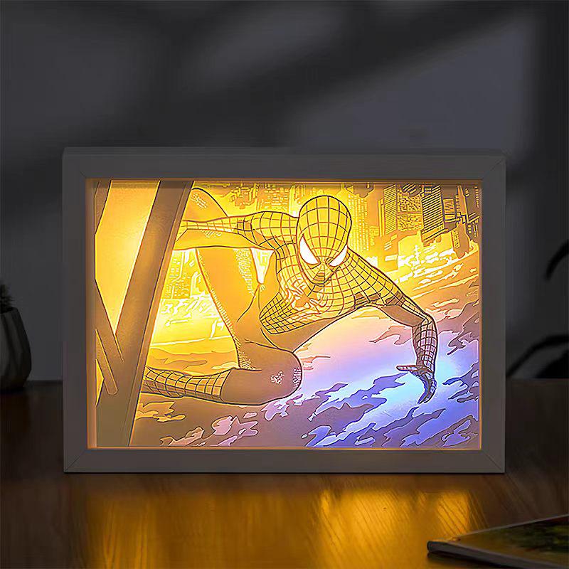SuperHero Paper Carving Lamp ,LED Shadow Box Night light,Spider-Man,Venom,Iron Man,Captain America product image