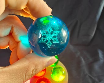 Genshin kristallen bol nachtlampje, 3D-lasergegraveerd zichtelement ledlamp, anime bureaudecor, verjaardagscadeau voor gamers, glazen bol