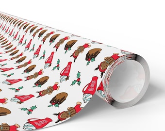 Gingerbread Reindeer Wrapping Paper - Festive New Year Gift Wrap