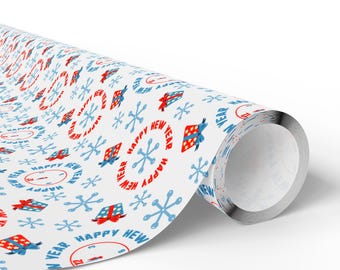 Holiday Gift Wrap: New Year's Countdown Pattern (30x36 to 30x180 inches)