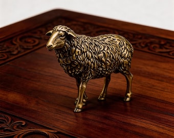 Retro Lamb Figurine Decor, Vintage Brass Sheep Statue, Farm Animal Sculpture, Rustic Desk Ornament, Brass Animal Shelf Decor, Home Accent