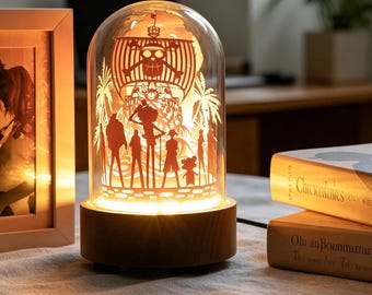 Handmade One Piece Paper carving lamp,Anime paper lamp, bedside lamp, a gift for him