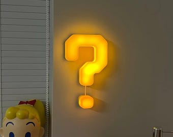 Question Mark Shaped Night Light, Pull Switch USB Rechargeable Soft Glow Bedside Sleep Lamp for Kids Bedroom