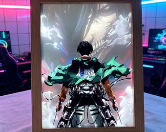 Lámpara de mesa con efecto de luz de AOT, lámpara de regalo de Attack on Titan, lámpara de mesita de noche.