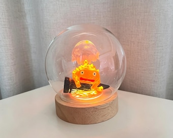 Handmade Calcifer night light,HMC desktop light ornament, a gift for her