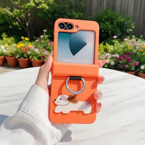 Cartoon Ring Samsung Z Flip 7 Case, Hard Shell Hinge Protection Cover for Z Flip6 5 4 3 Shockproof Foldable Phone Case