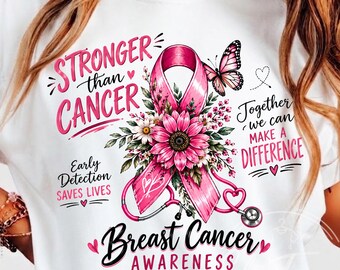Breast Cancer Awareness PNG, Pink Ribbon Shirt Design, Cancer Support png, October Clipart, Digital Download