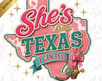 Shes From Texas PNG, Retro  Choosen Texas Girl Shirt png, Texas STrong png, Western Southern Graphic Tee Sublimation (Digital Download)